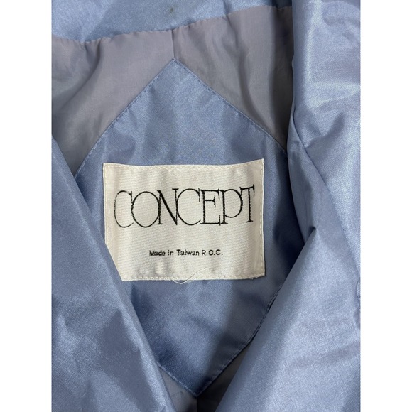 Vintage Concept Trench Coat Womens Medium Blue Belted Rubberized Raincoat - Picture 2 of 7